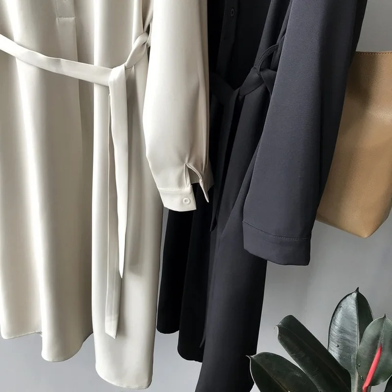 2019 осеннее Новое ТРАПЕЦИЕВИДНОЕ ПЛАТЬЕ с длинными рукавами и воротником-стойкой