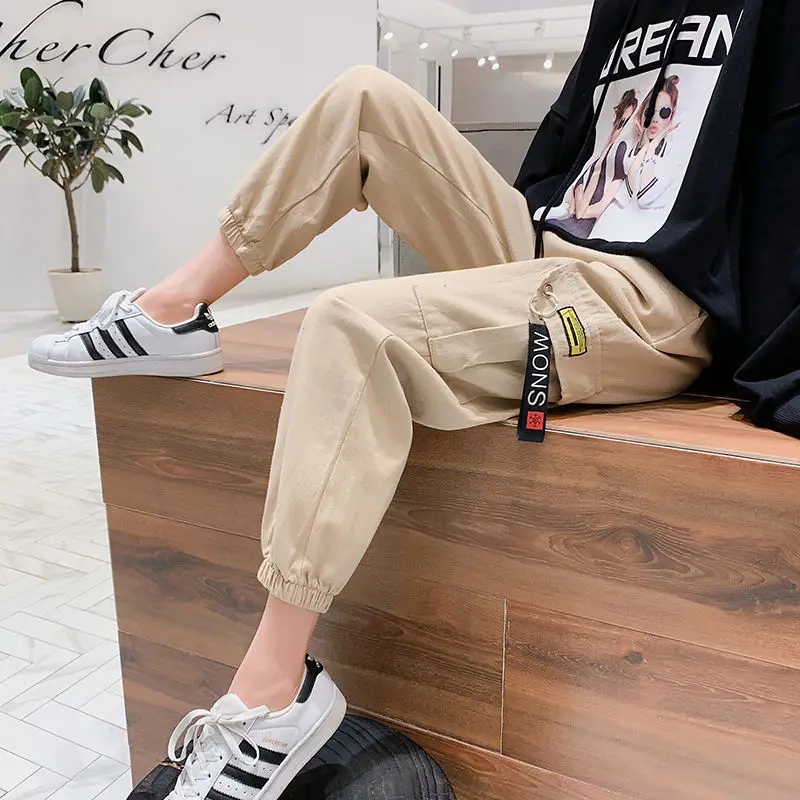 New women Side Pockets Cargo Pants Summer Hip Hop Harem Pants Casual Girl Joggers Trousers Fashion Casual Streetwear Pants