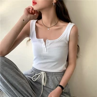 s 3xl women summer sexy crop top solid white black casual femme vest sleeveless ribbed knitted short tank tops