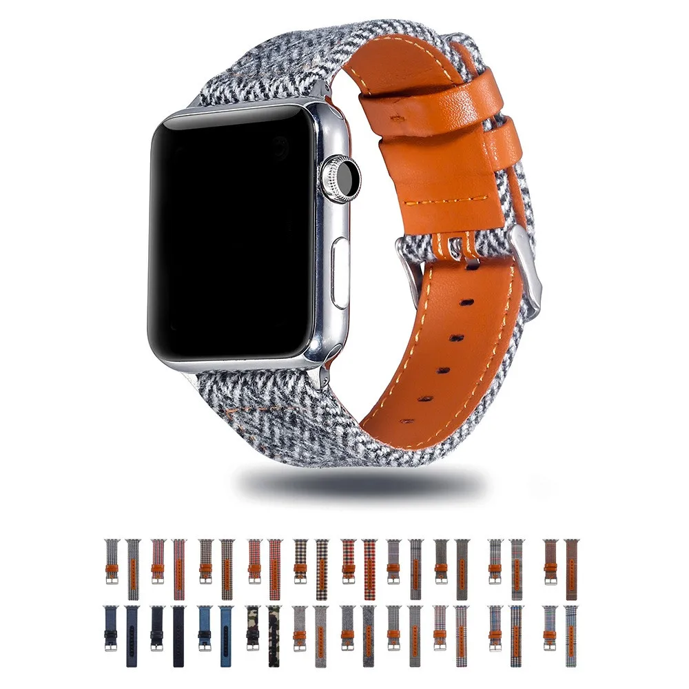 Тканевый ремешок для Apple Watch series 5 4 3 2 1 iWatch с узором гусиные лапки классический