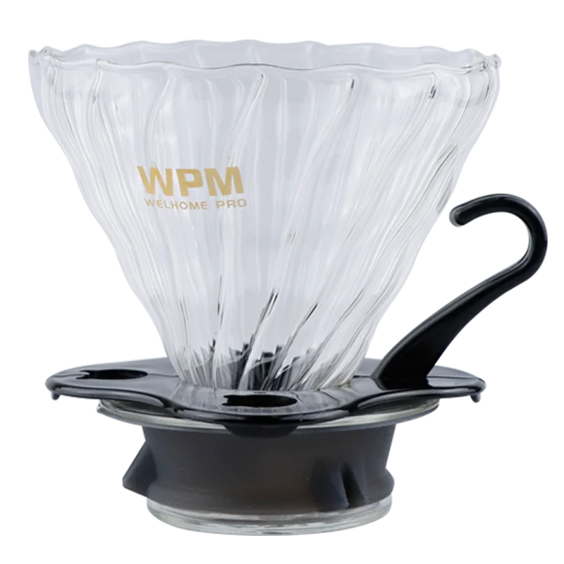 

WPM Hand Brewed Coffee Filter Set with V60 Glass Coffee Hand Brewing pots pour over coffee kettle pot dripper stand cup 304