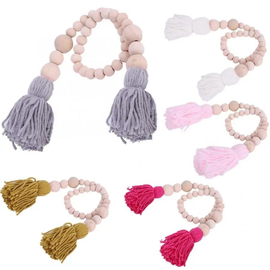 Сетка от насекомых комаров 49 см деревянные бусины с кисточкой узорами складная