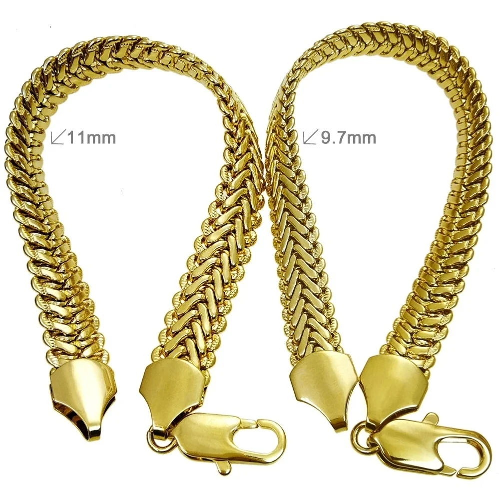 

yellow gold GF link chain solid mens womens Snake Chain bracelet bangle B97