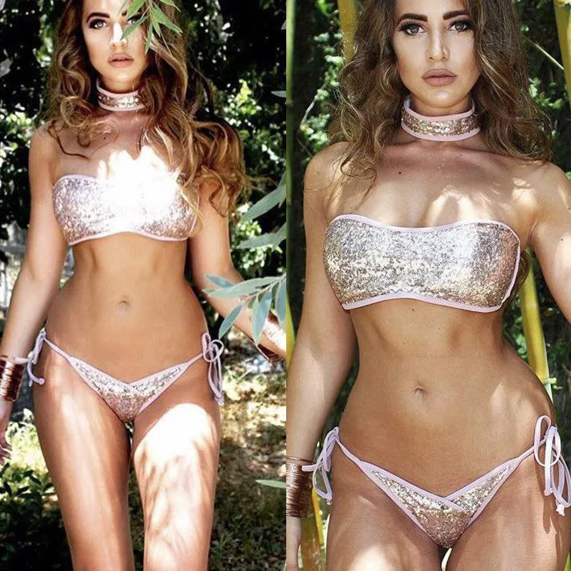 Женский комплект бикини бюстгальтер пуш-ап с подкладкой купальный костюм