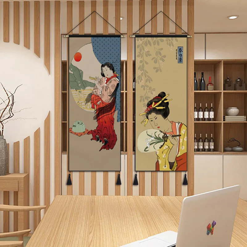 

Japanese Ukiyoe HD Canvas Painting Poster Wall Pictures for Living Room Decoration Painting Wall Art with Solid Hanging Scroll