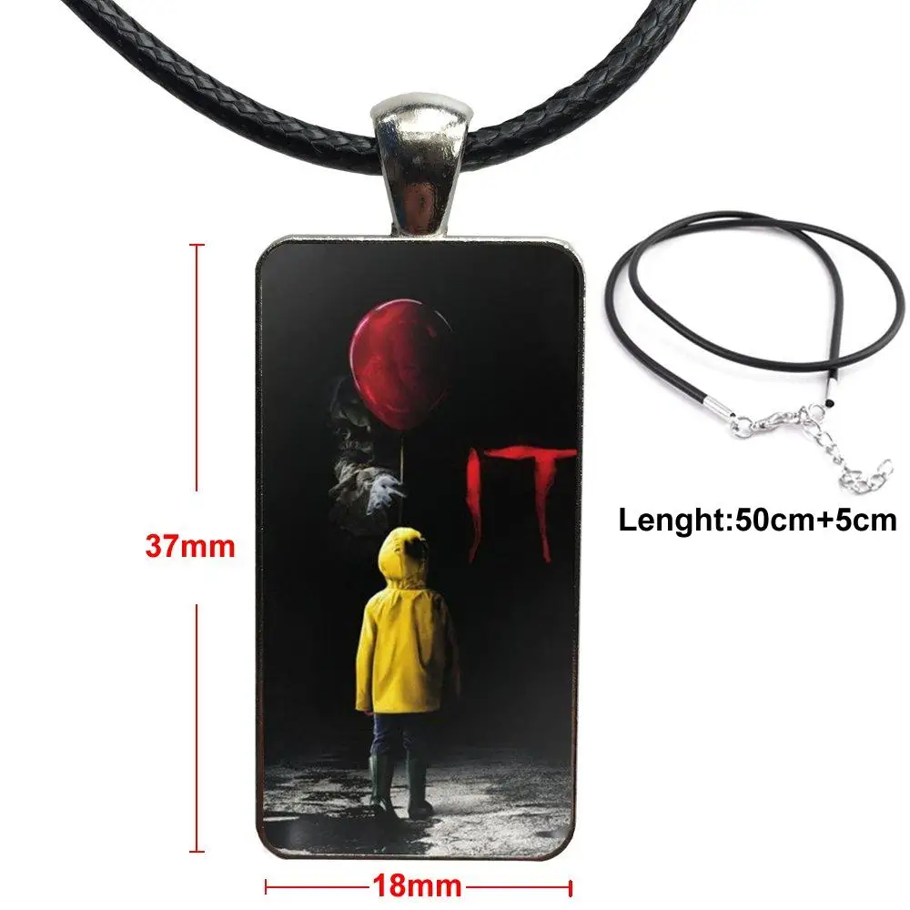 

Necklace Fashion Long Chain With Rectangle Necklace Jewelry For Women Girl Gift Pennywise The Clown Horror Classic