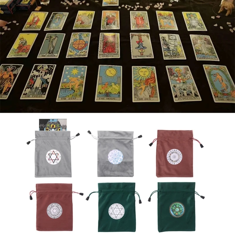 

Velvet Tarots Storage Bag Mystical Divination Rune Cards Bag Board Game Dice Drawstring Bag