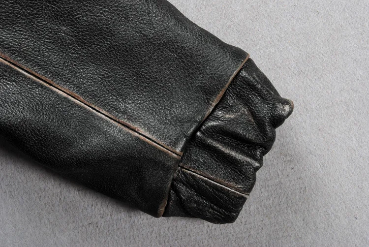 

Vintage genuine hand make double color slim fit sheepskin wind jacket real cowskin fashion leather coat men