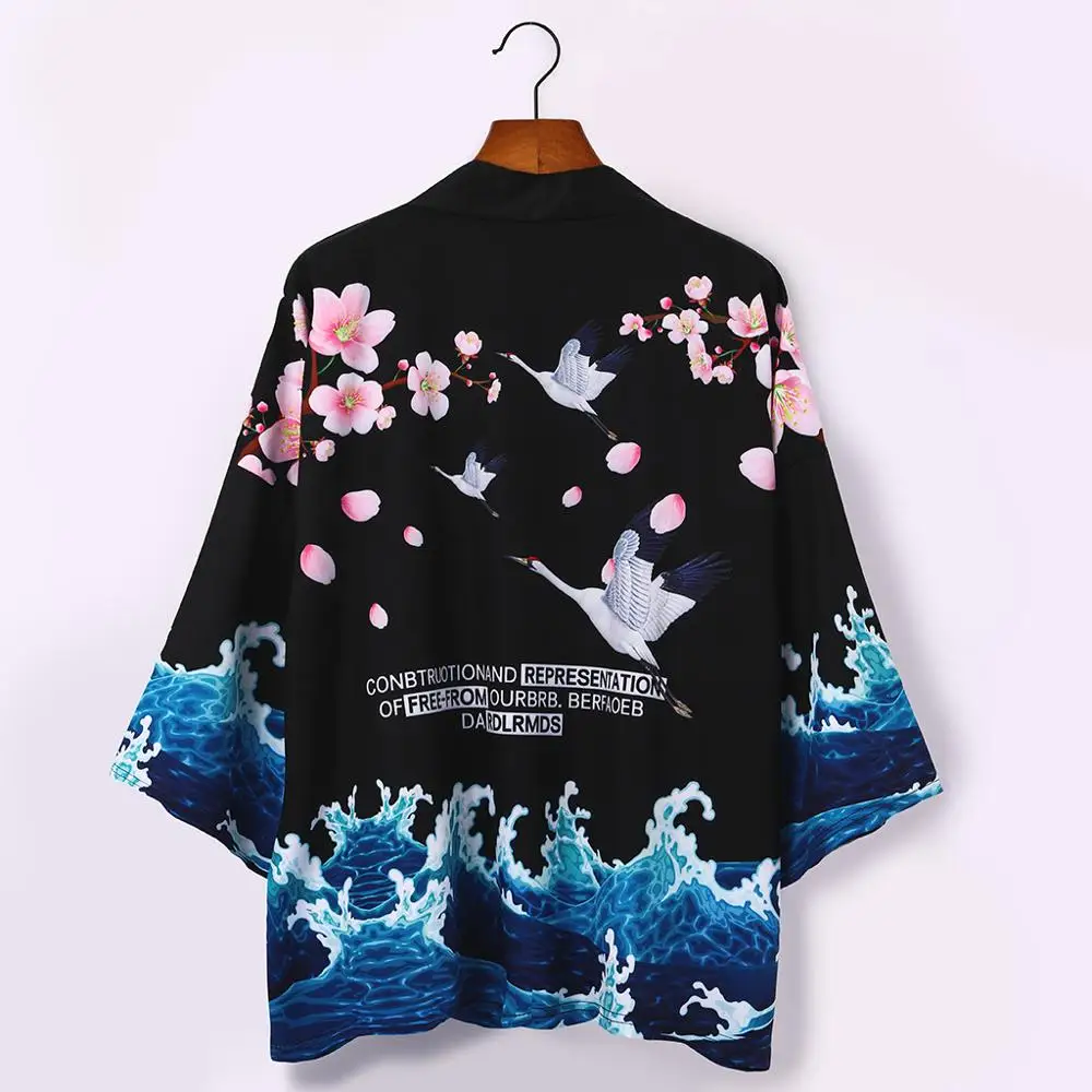 

Летнее мужское пляжное кимоно, кардиган, косплей, рубашка, блузка для мужчин, унисекс, японские кимоно юката, Японская уличная одежда