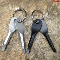 edc multifunction screwdriverkeychain key shape precision cast steel mini slotted screwdrivers keychain pocket repair tool 1set