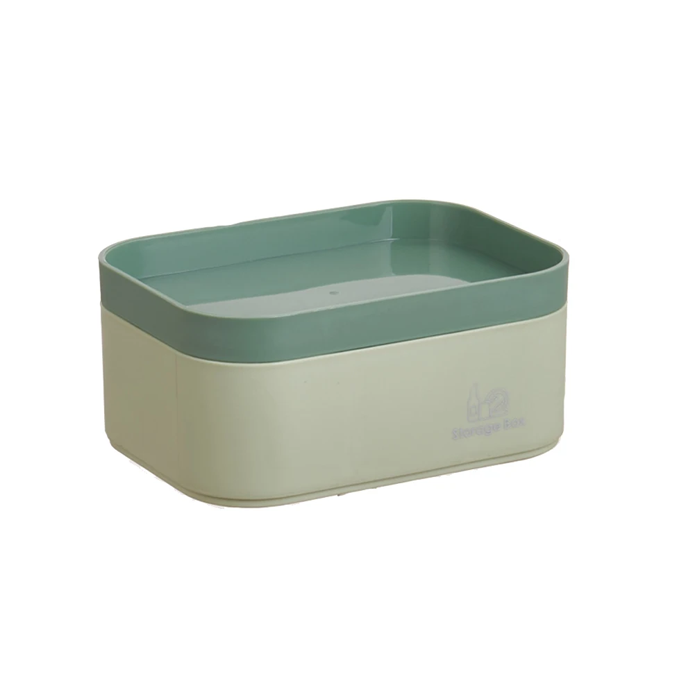 

Desktop Storage Box with Lid Two Side Handles Stackable Cosmetics Organizer Jewelry Holder Home Storage Organizer