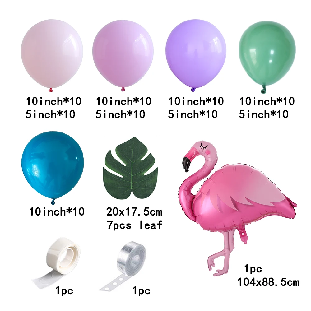 100pcs тропические воздушные шары Фламинго гирлянда Арка Макарон розового и