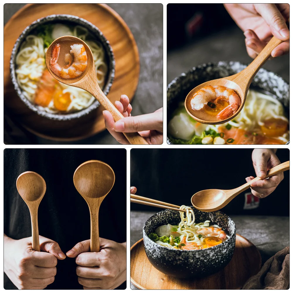 

2pcs Practical Wooden Spoons Household Wood Spoons for Home Restaurant (Khaki)