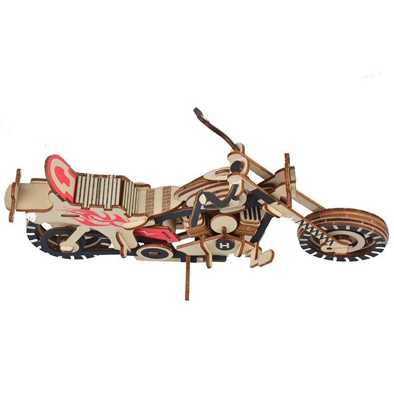 3D деревянная модель мотоцикла автомобиля головоломка строительная сделай сам