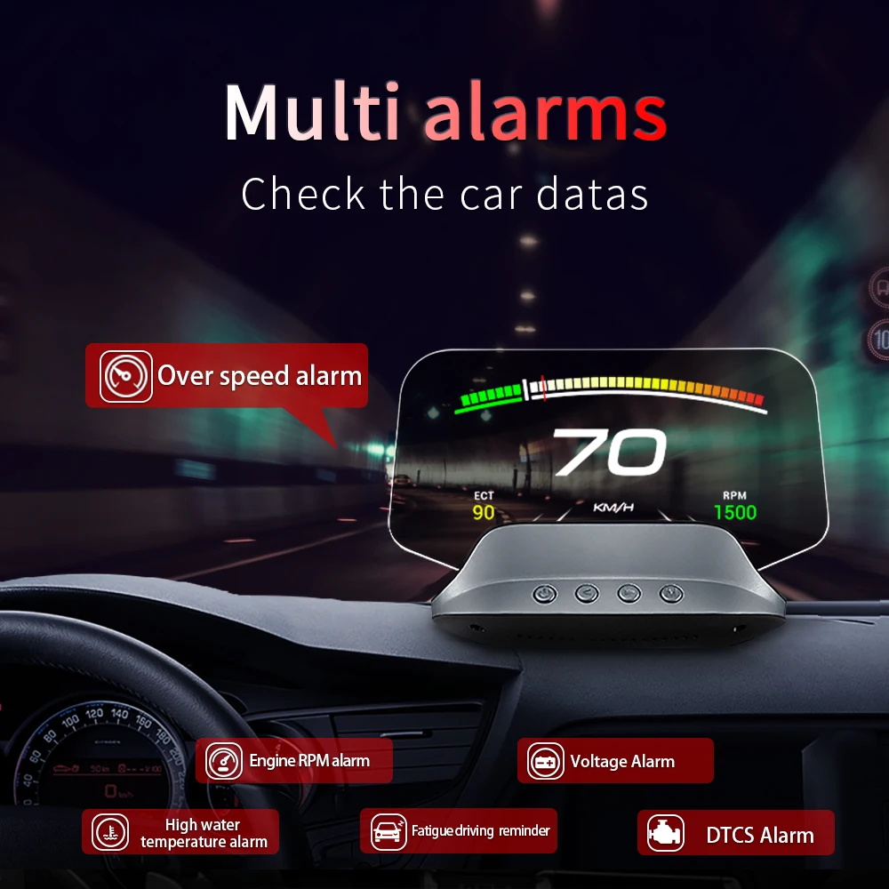 C3 навигационное зеркало HUD OBD2 + GPS двойной режим дисплей на голову цифровой миль/ч