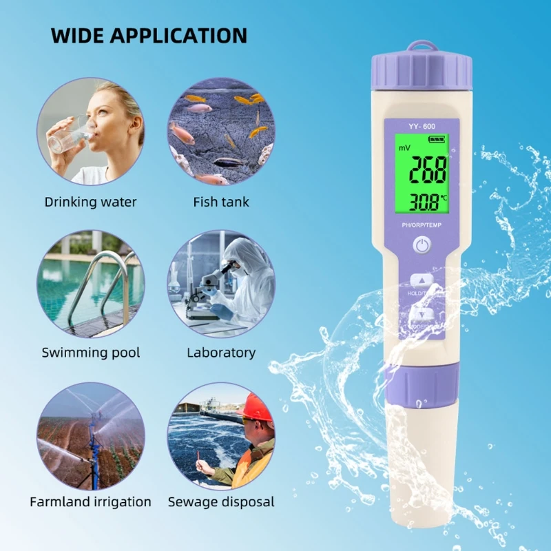 

Professional Digital Water Tester YY-600 PH/ORP/TEMP 3 In 1 Tester Pen with PH&ORP calibration powder buffer powder