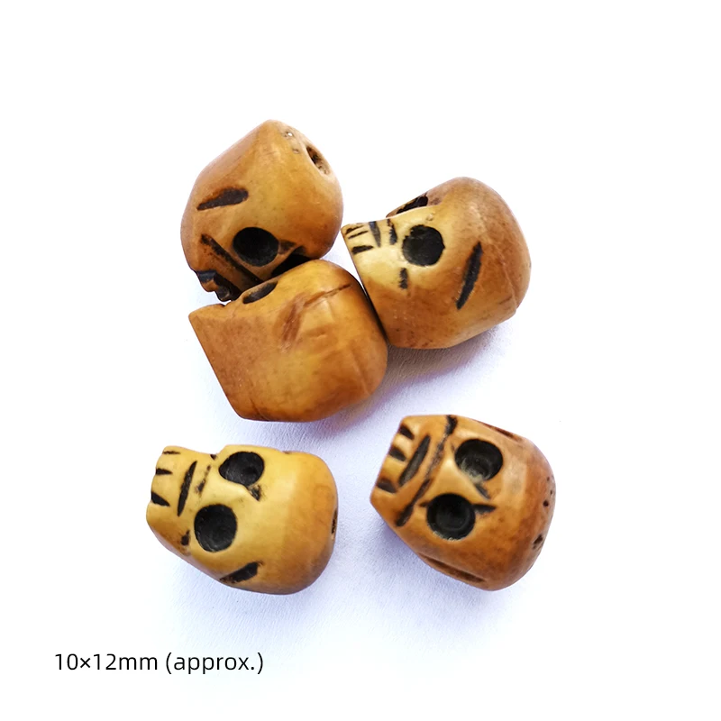 Ручной работы резные бусины из кости яка череп в античном стиле для Хэллоуина