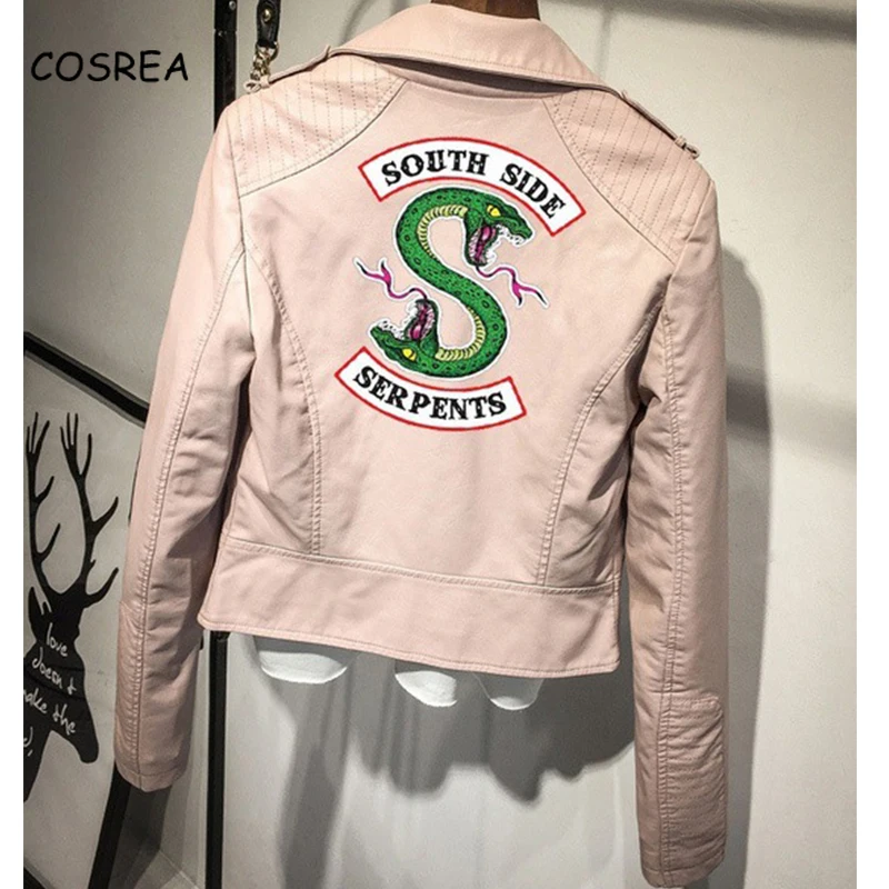 Зимние женские мотоциклетные куртки South Side Serpents из искусственной кожи|Костюмы