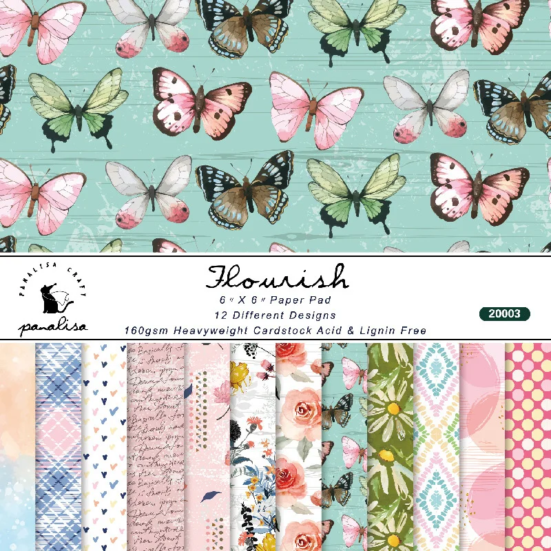 

24 Sheet Vintage Butterfly Flower Material Paper Junk Journal Handmade Decorative Craft Paper Diary Album Scrapbooking Supplies
