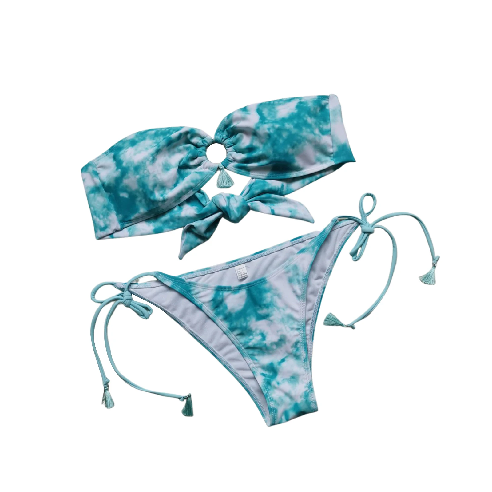 Женский комплект бикини из 2 предметов Летний Топ без бретелек с бюстгальтером и