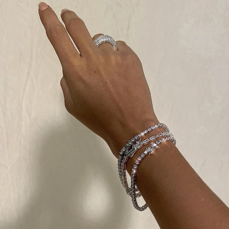 Женский теннисный браслет с кубическим цирконием модные ювелирные изделия