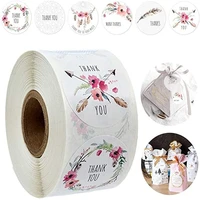 6 designs floral thank you sticker seal labels decoration sticker for wedding package stationery sticker 5001000 pcs