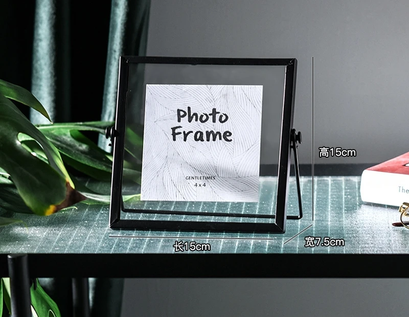 Black 4 inch Кованое железо Геометрическая фоторамка набор скандинавского ветра фото металлический стеклянный кронштейн для домашнего индивидуального креативного украшения - Цвет: Black 4 inch