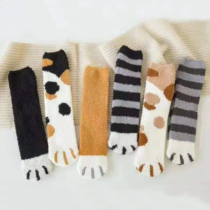 1 пара милые женские носки с когтями зимние теплые Плюшевые Пушистые Носки