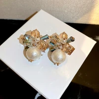 2021 new fashion fresh crystal flowers fine temperament drop earrings jewelry contracted elegant pearl women trend earrings