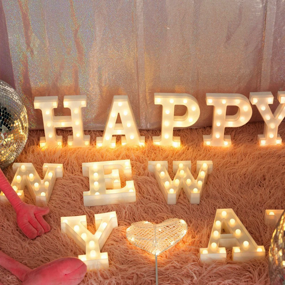 Светодиодный буквенный знак 26 Алфавит ночник Свадьба День Рождения Вечеринка на