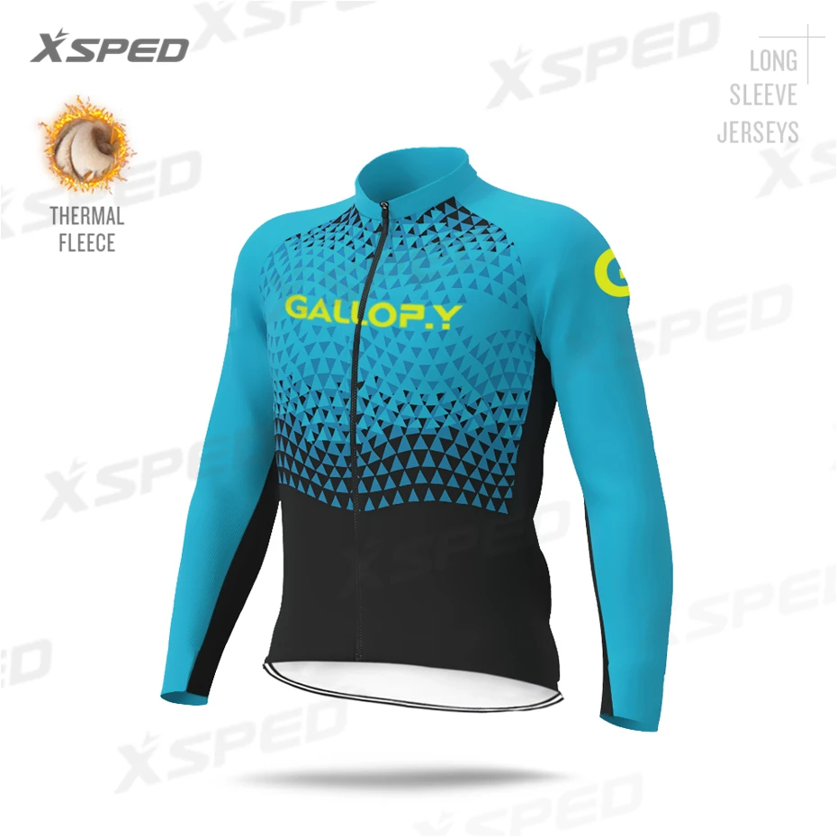 Cycling Jerseys Зимняя одежда для велоспорта Мужская Джерси с длинным рукавом Теплая Флисовая Куртка комбинезон комплект MTB Одежда для верховой езды Ropa Ciclismo - Цвет: Cycling Jerseys