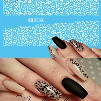 stickers animal art decals spots white gel leopard black nail water polish