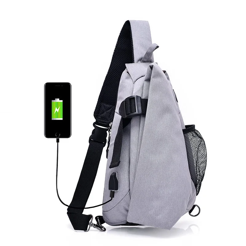 Мужская мода Skew сумка тренд Оксфорд сумка на одно плечо сумка может подключить usb зарядный порт Досуг Грудь Сумки