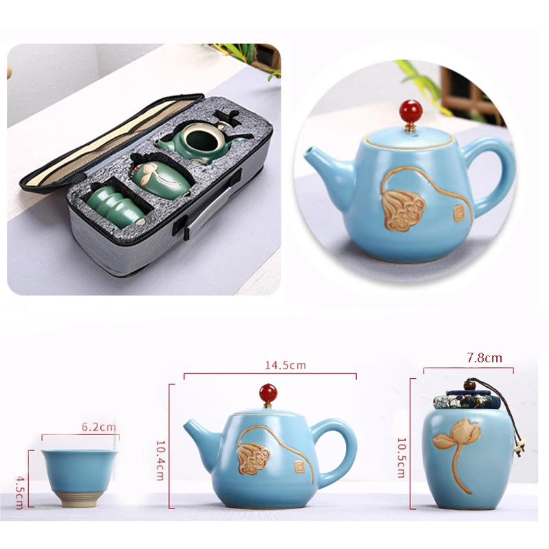 

Outdoor Travel Tea Set Chinese Kung Fu Tea Mug Beautiful and easy teapot kettle,Ceramic Portable Teaset Gaiwan free shipping