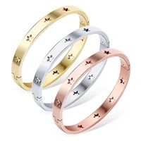 316l stainless steel woman bracelets hollow out star gold plating bangle female fashion band wrist jewelry