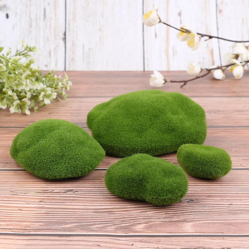 

4pcs Artificial Moss Stone Simulation Fairy Garden Miniatures Bonsai Terrarium Succulent Gnomes Fake Moss Home Decor Decoration