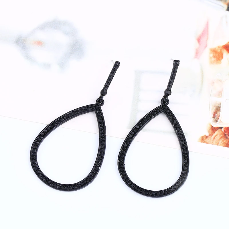 Большие черные серьги OCESRIO для женщин большие серьги-кольца с кристаллами и