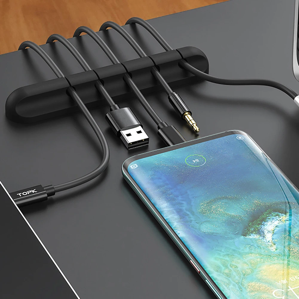 Силиконовый держатель для USB кабеля протектор рабочего стола аккуратный офисный