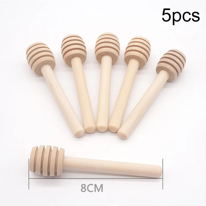 5Pcs/Lot 8cm Practical Long Handle Wood Honey Spoon Mixing Stick Dipper For Jar Coffee Milk Tea Supplies Kitchen Tools | Дом и сад
