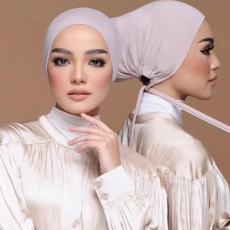 

2021 г., мусульманские женские эластичные шапки с завязкой сзади, мягкий хлопковый головной платок, тюрбан, мусульманский головной платок, тюр...