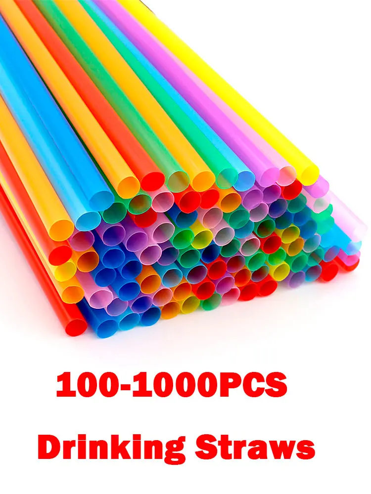 

100/200/300/500/600/1000PCS Multicolor Disposable Drinking Straws Home Bar Party Cocktail Plastic fruit juice Drinking Straws