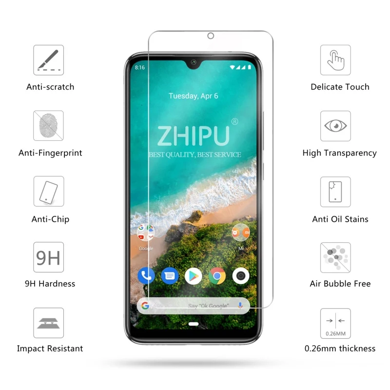 2 шт. закаленное стекло для Xiaomi Mi A3 MiA3 Защитное экрана 2.5D 9 H профессиональная