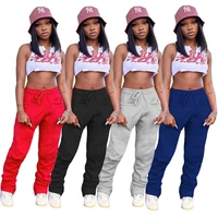 stacked sweatpants fleece thicken womens new pockets trousers with zipper joggers ruched stacked baggy very cute pants