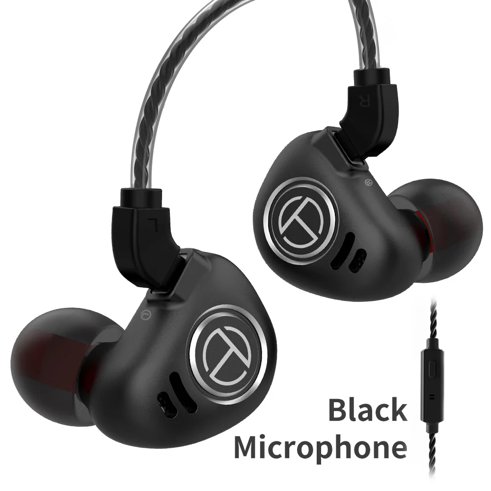 Black with mic TRN V90 4BA+ 1DD Гибридный IEM 5 драйвер развязывает металлические наушники в ухо Внутриканальные наушники HIFI монитор Спорт Бег этап 2Pin V80 - Цвет: Black with mic