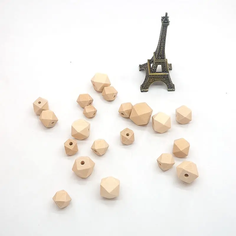 

Деревянные бусины Chenkai незавершенные, геометрические шестигранные бусины 18 мм, натуральные бусины для прорезывателя для зубов «сделай сам», аксессуары для шнурков, 100 шт.