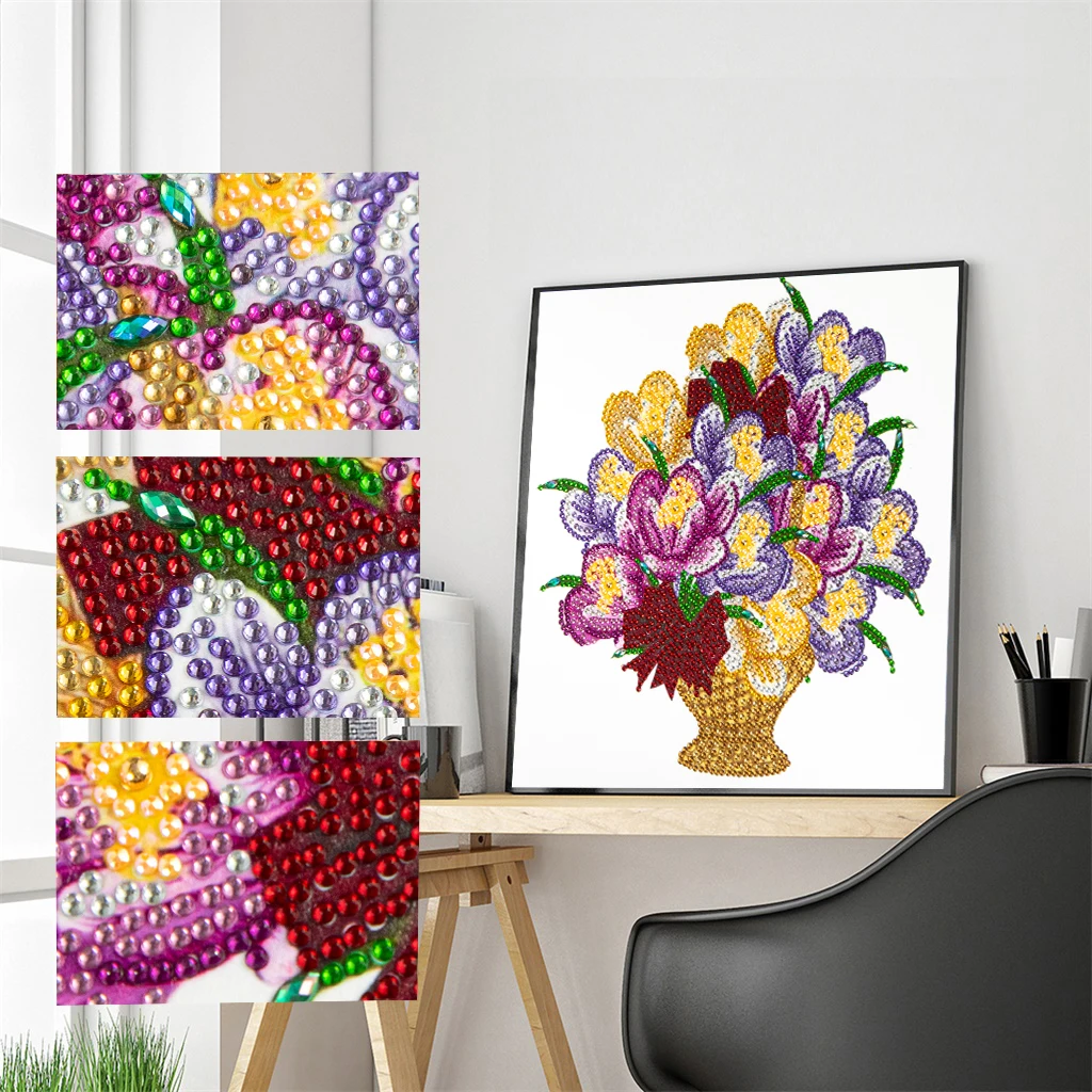 

JIEME 5D Special Shaped Flowers Diamond Painting DIY Diamond Embroidery Home Decor Partial Round Drill Mosaic Handicrafts
