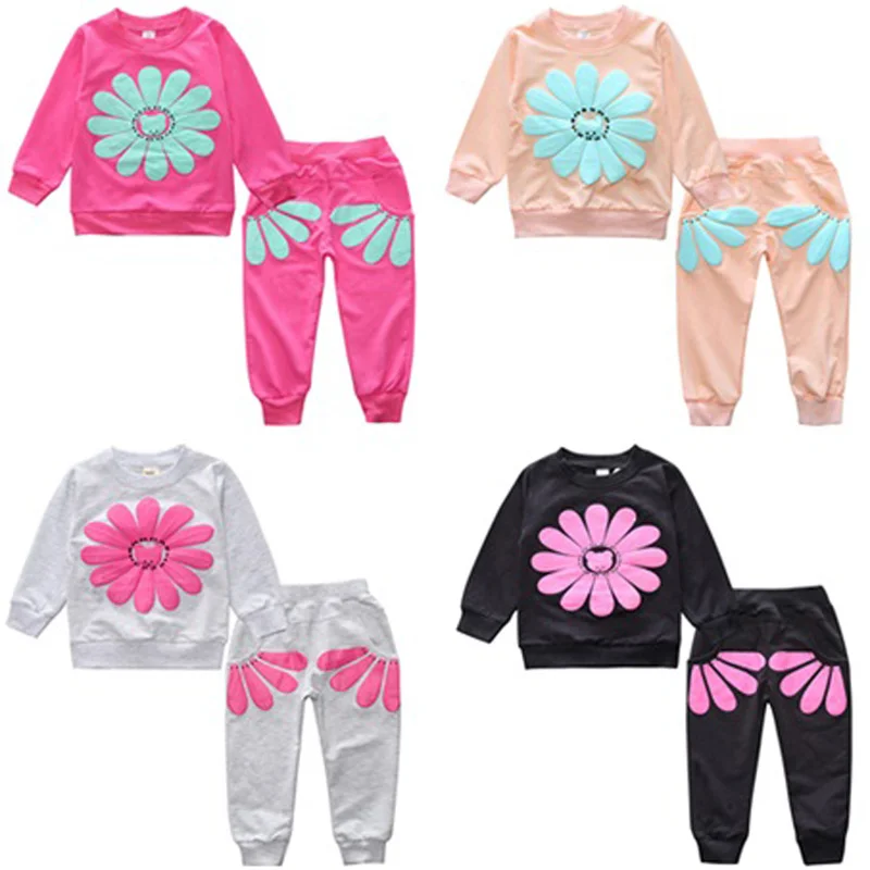 2 шт. детский хлопковый комплект из футболки с длинным рукавом и брюк | Мать