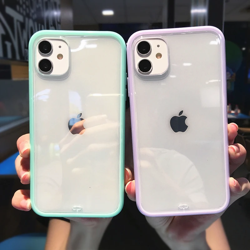 Противоударный бампер прозрачный силиконовый чехол для телефона iPhone 12 11 Pro Max X XR XS