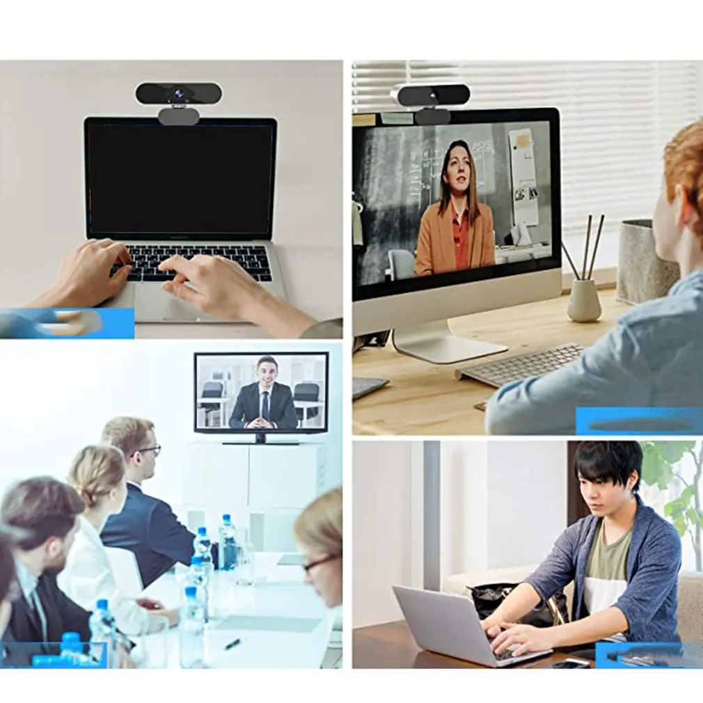 

HD 1080P Webcam Mini Computer PC WebCamera with Bracket USB Plug Cameras for Live Broadcast Video Calling Conference Work
