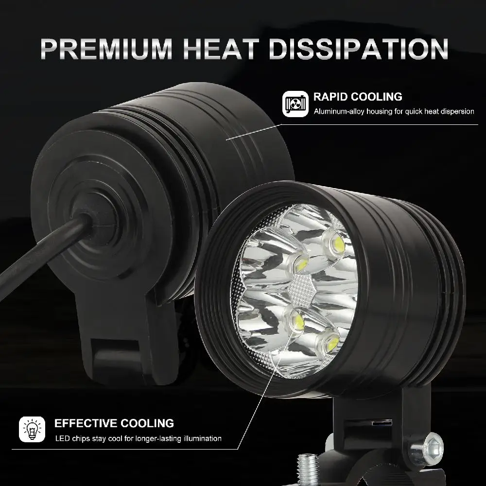 1 пара светодиодный мотоциклы головной светильник белый супер яркий 6 рабочий